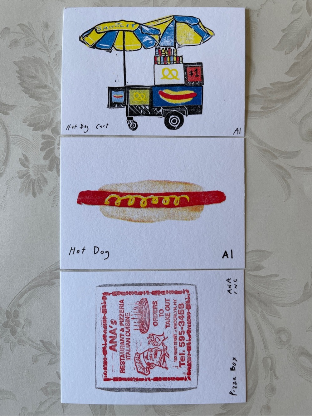 Anastasia Inciardi Pizza Box, Hot Dog Cart & Hot Dog Mini Prints